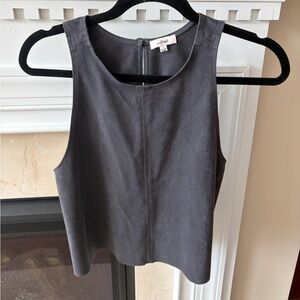 Wilfred Charcoal Gray Cropped Sleeveless Suede-Look Tank